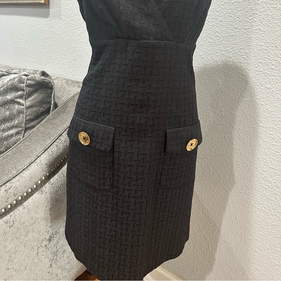 Michael Kors black dress with front packets and gold buttons size 8 - Picture 9 of 13